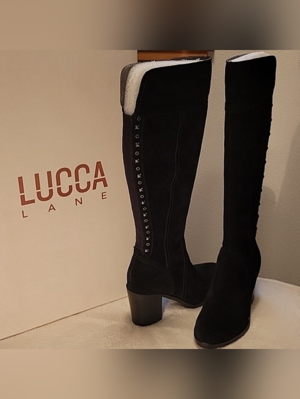 Lucca Lane Rinah Suede Leather, Tall  Boots, NIB